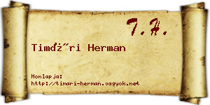 Timári Herman névjegykártya